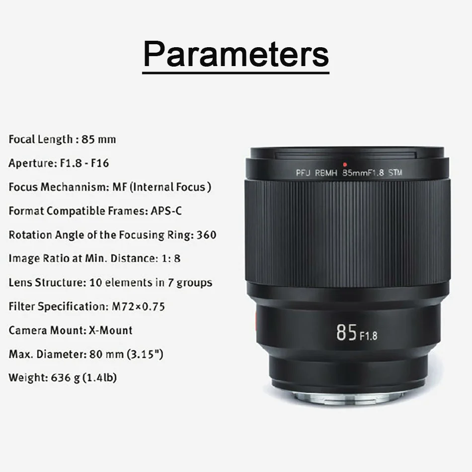 VILTROX 85 мм F1.8 STM X-mount объектив с фиксированным фокусом AF портретный объектив полная Рамка с автофокусом для камер Fuji X Mount