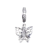 hot sale silver color charm bead flying butterfly pendant beads for original pandora charm bracelets bangles jewelry