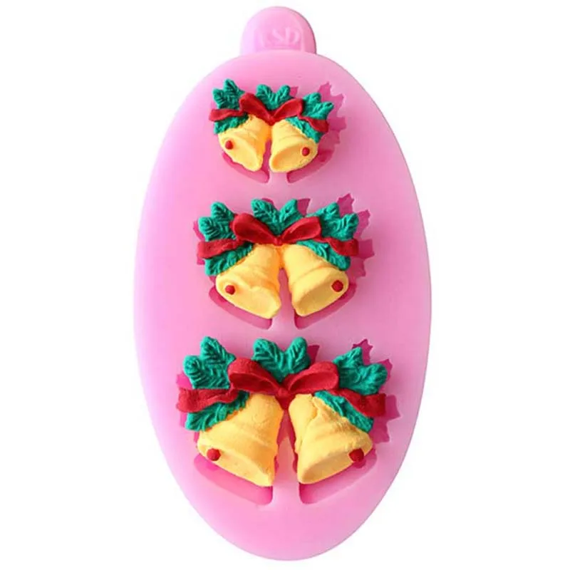 

Рождественский колокольчик форма для выпечки тортов силиконовая eco-friendly формы для помадки шоколада украшение торта прессформы Моул Силико...