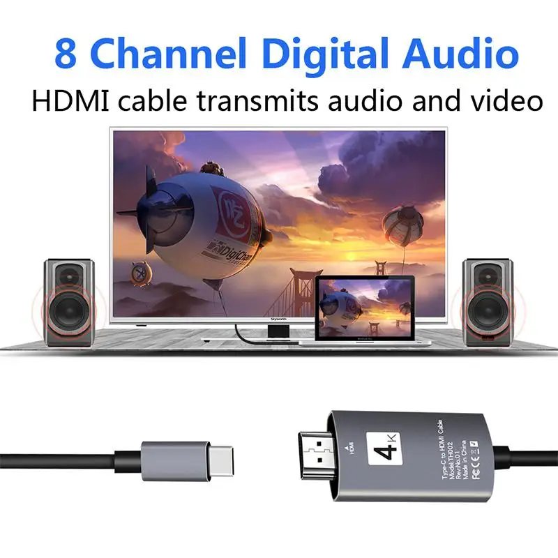 EastVita USB C поддержка 4K 30Hz 2M 3 1 Type c папа к HDMI HD адаптер Соединительный кабель r25|Кабели