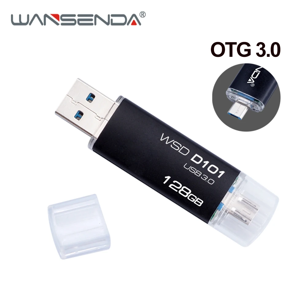 WANSENDA OTG флеш-накопитель USB 3 0 64 ГБ и 128 Гб 32 GB 16 флешки 8 USB3.0 Pen Drive 2 в 1 Высокая