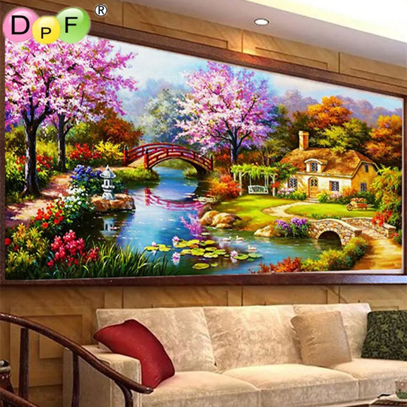 DPF 5d круглая Алмазная картина вышивка крестиком пейзаж маслом каюта подарок