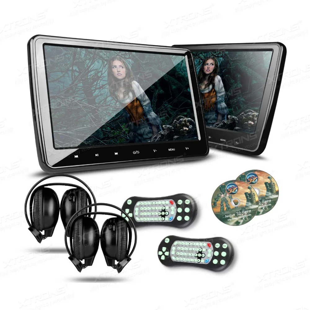 XTRONS 1 пара Универсальный 10 1-дюймовый экран HDMI HD подголовник автомобильный dvd