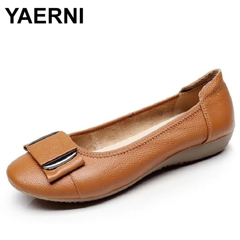 YAERNI/2018 женские весенние балетки из натуральной кожи Роскошные с бантом