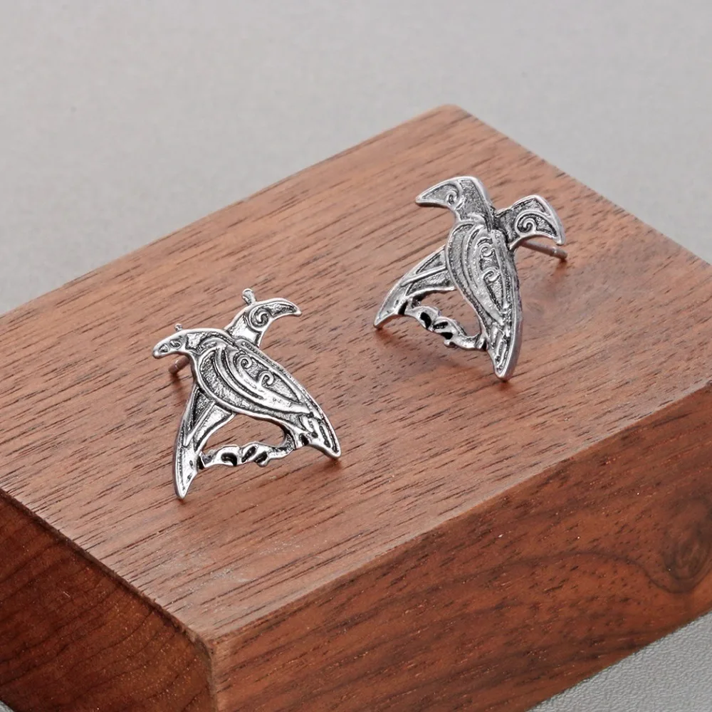 Valknut серьги в виде птиц античное животное языческие вороны Одина викингов