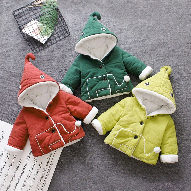 2018 милый слон с капюшоном вниз и парка куртки для детей мальчиков девочек От 0 до 2