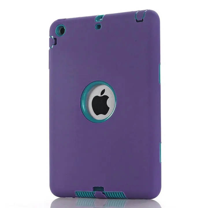 Purple Blue Для iPad Mini 1/2/3 retina чехол 3 in1 анти-скольжения гибридный защитный Heavy Duty Прочный противоударный сопротивления Обложка для iPad мини - Цвет: Purple Blue