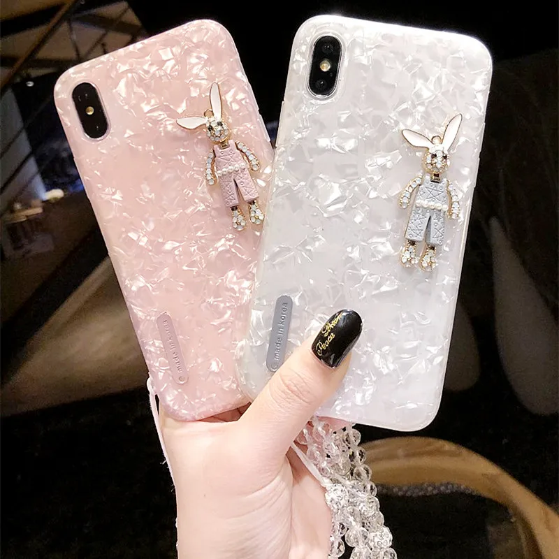 Aoweziic мультяшный бриллиантовый Кролик для iphone X XR мобильный телефон оболочка