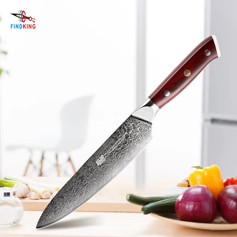 FINDKING Professional 8 inch chef Knife kitchen AUS-10 Damascus Steel Rosewood Handle damascus knifes 67 layers sharp blade