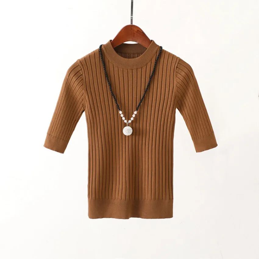 Весна-лето 2021 вязаные топы женские свитера и пуловеры облегающий вязаный свитер