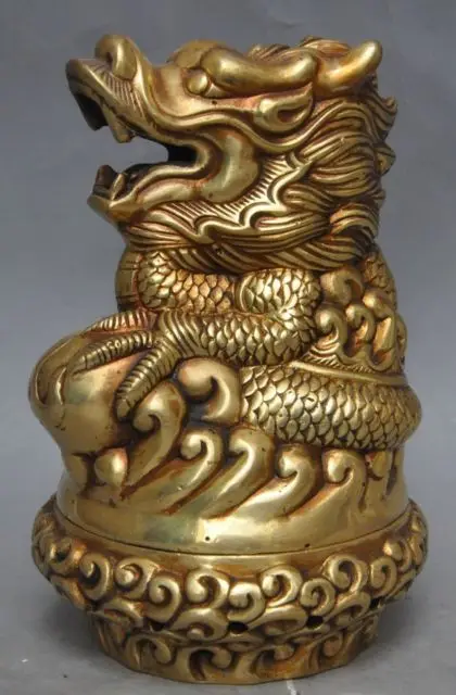 

Elaborate Chinese fengshui brass zodiac animal dragon lucky statue incense burner