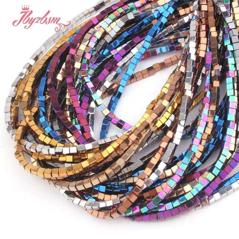 4 мм квадратные гематитовые цветные Гладкие бусины из натурального камня для