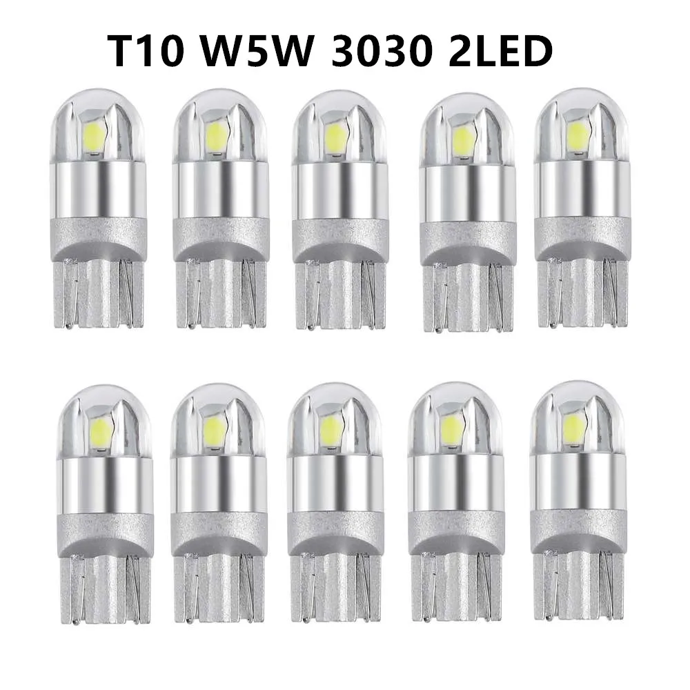 

10PCS/Set 3030 2SMD W5W T10 Automotive LED Bulbs 194 168 501 Wide Light Interior Bulb 6000K For Auto Car Motorcycle 12V
