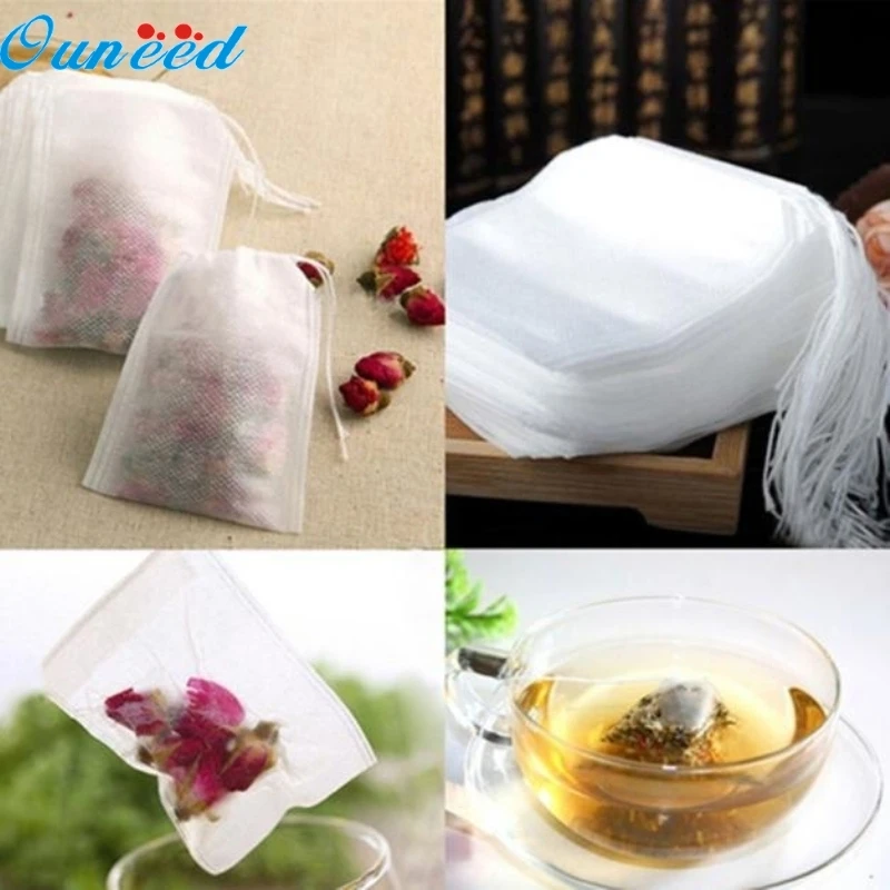Ouneed Happy Home 100 pcs Empty Teabags String Heat Seal Filter Paper Herb Loose Tea Bag Suitable For Tea/ Spice /Herbal Powder | Мебель
