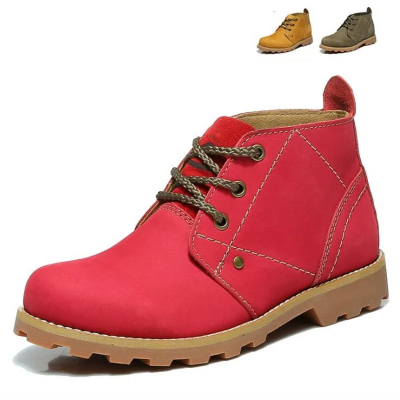 Новые женские ботинки модные из воловьей кожи однотонные повседневные botas de mujer |