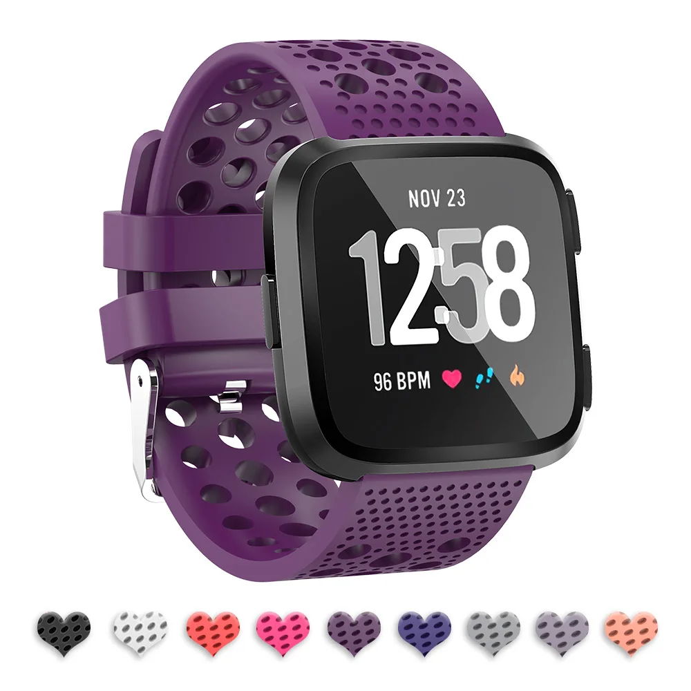 Purple Браслет для Fitbit Versa силиконовый регулируемый спортивный браслет дышащий ремешок для часов с отверстиями для воздуха для Fitbit Versa - Цвет: Purple