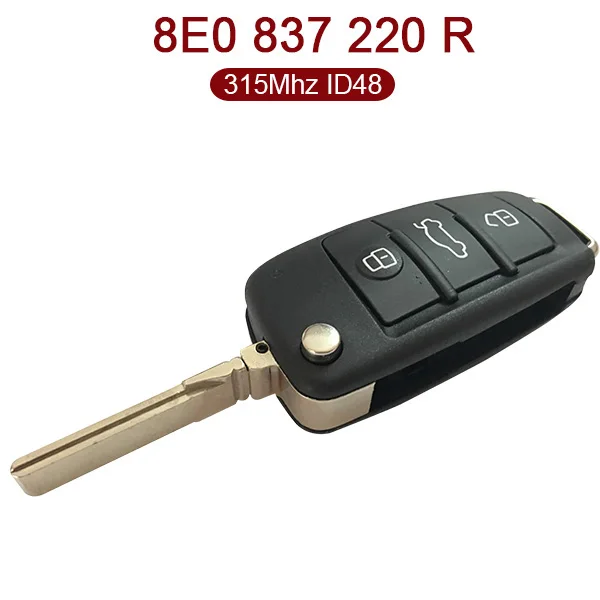 Пульт дистанционного управления для Audi A4 3 кнопки 315 МГц ID48 8E0 837 220R|Ключ от авто| |