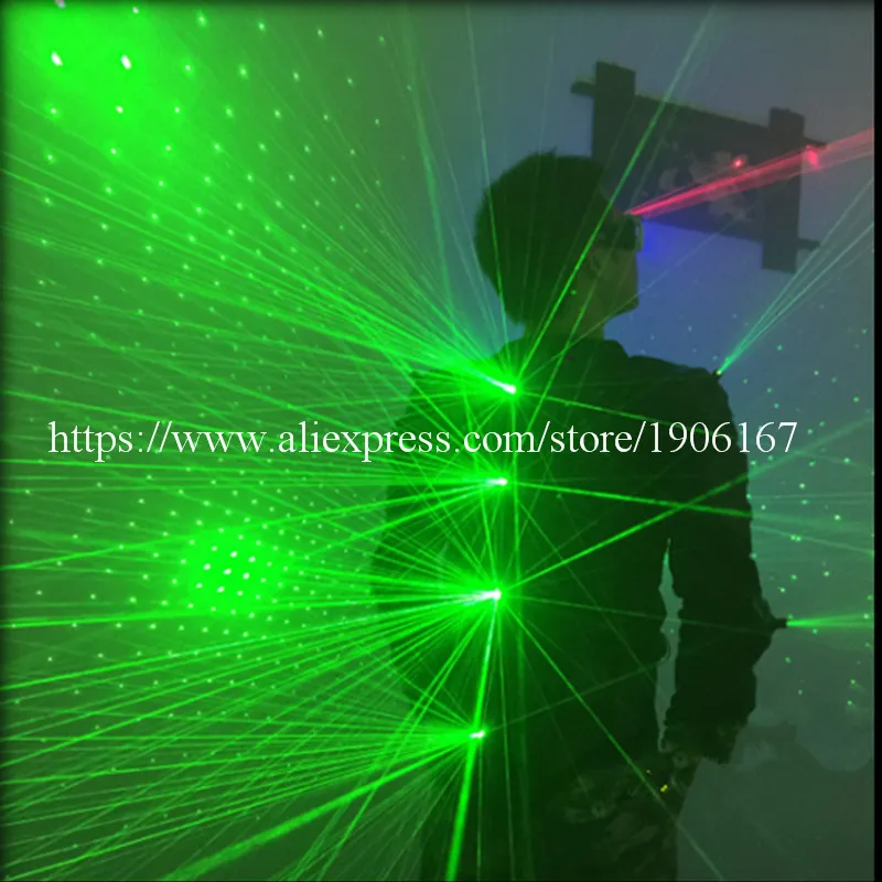 Горячая Распродажа Зеленый лазер мужской светящийся костюм с 12 шт 532nm 100 мВт