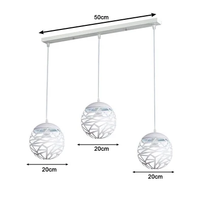 White L 50cm 3 heads Современный светодиодный подвесной светильник, белый, черный, металлический, круглый подвесной светильник для лестницы, столовой, гостиной, подвесной светильник ing - Цвет корпуса: White L 50cm 3 heads