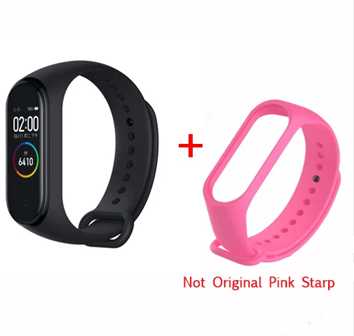 add pink strap Xiaomi mi Band 4 умный браслет 3 цвета AMOLED экран mi band 4 Smartband фитнес-тренажер Bluetooth спортивный водонепроницаемый смарт-браслет - Цвет: add pink strap