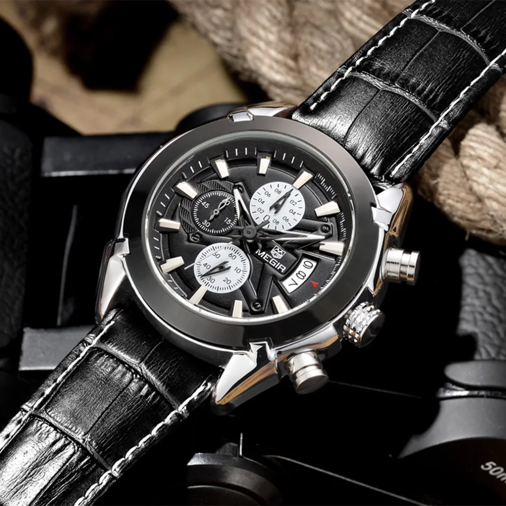 Мужские часы Топ бренд класса люкс водонепроницаемые черные Большие лица Дата
