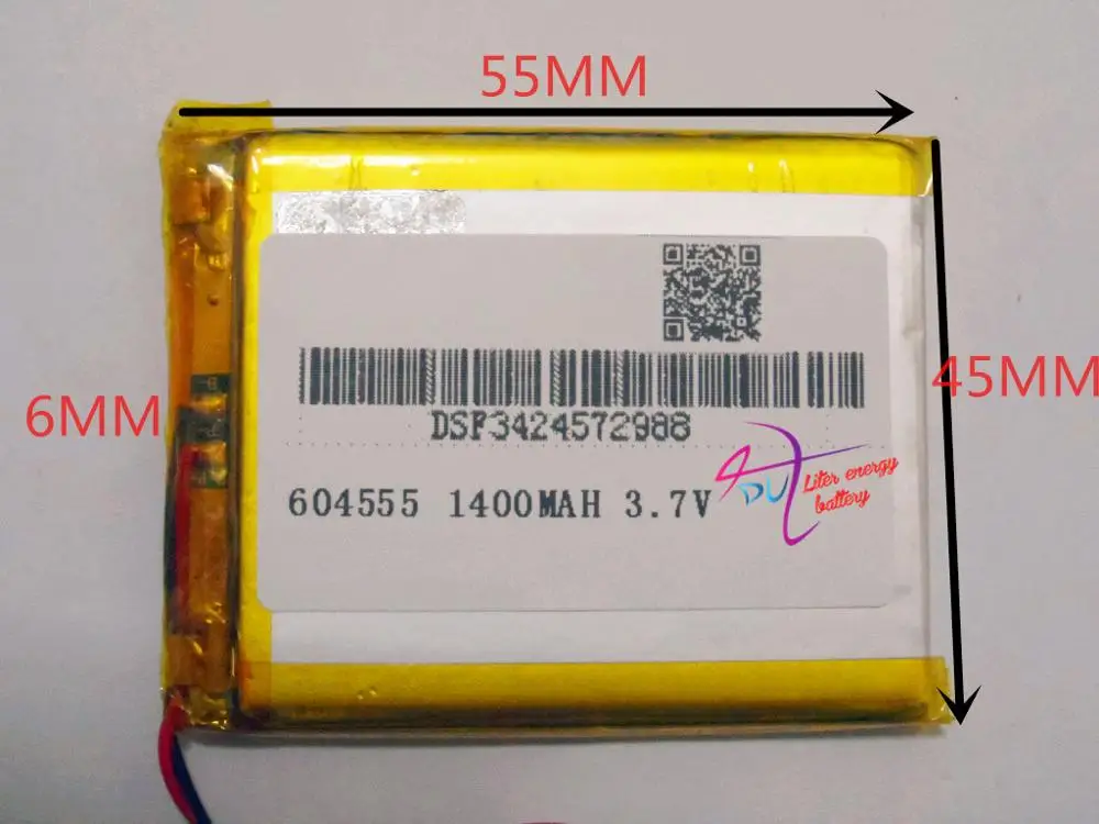 

Аккумулятор для планшета 3,7 V,1400mAH,[604555] PLIB; Полимерная литий-ионная/литий-ионная батарея для dvr,GPS,mp3,mp4, сотового телефона