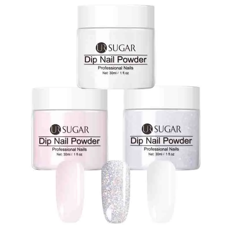 set 1 Ur Sugar 3 шт./лот набор блесков для ногтей Dip французский порошок хромированный набор блесков для ногтей нет необходимости лампа для лечения маникюра украшения - Цвет: set 1
