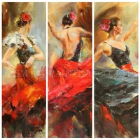 high skills artist pure handmade impression spanish flamenco dancer oil painting on canvas beautiful wall art for living room