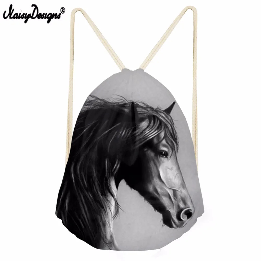 Noisydesigns Женская Повседневная сумка на шнурке Sackpack Horse cool Печатный Рюкзак Дорожная