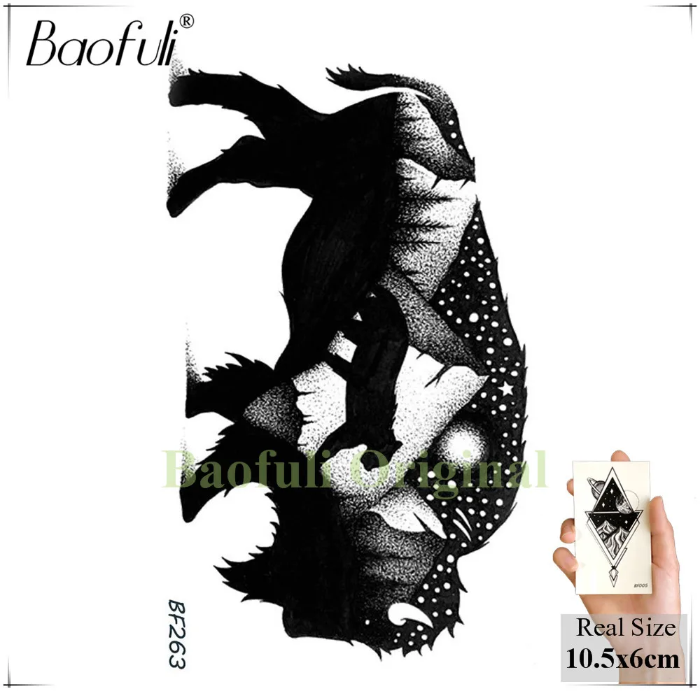 BBF263 BAOFULI, черная горная галактика, временная татуировка яка, наклейка, угол, сосна, поддельные татуировки, водостойкие татуировки на руку, мужской женский боди-арт - Цвет: BBF263