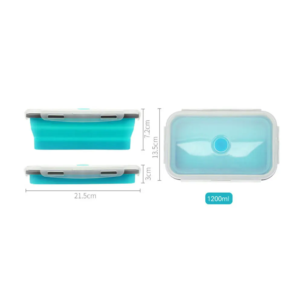 blue 1200ml Складной силиконовый Ланч-бокс складной для хранения корма контейнер складной Бенто-бокс миска для пикника кемпинга на открытом воздухе - Цвет: blue 1200ml