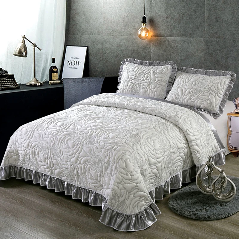 -YX-4 Comfortable high-grade cotton bedding quilted bed cover double bed pastoral European printing bedspread+Pillowcase 3pcs#sw - Цвет: -YX-4