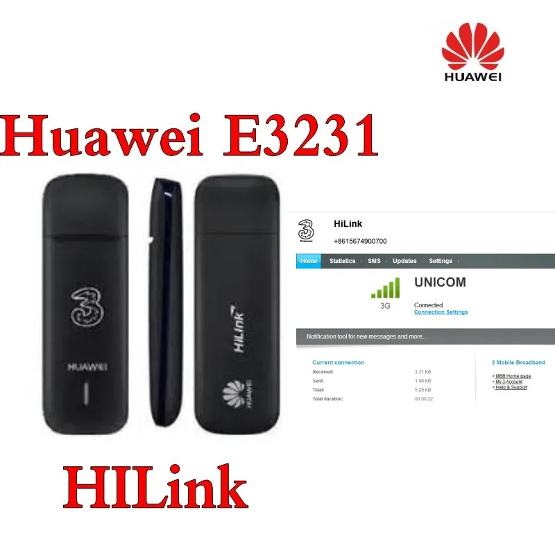 Оригинальный разблокированный Huawei E3231 HSPA 3G 21 Мбит/с HiLink USB Модем WCDMA 2100 МГц Лот 50