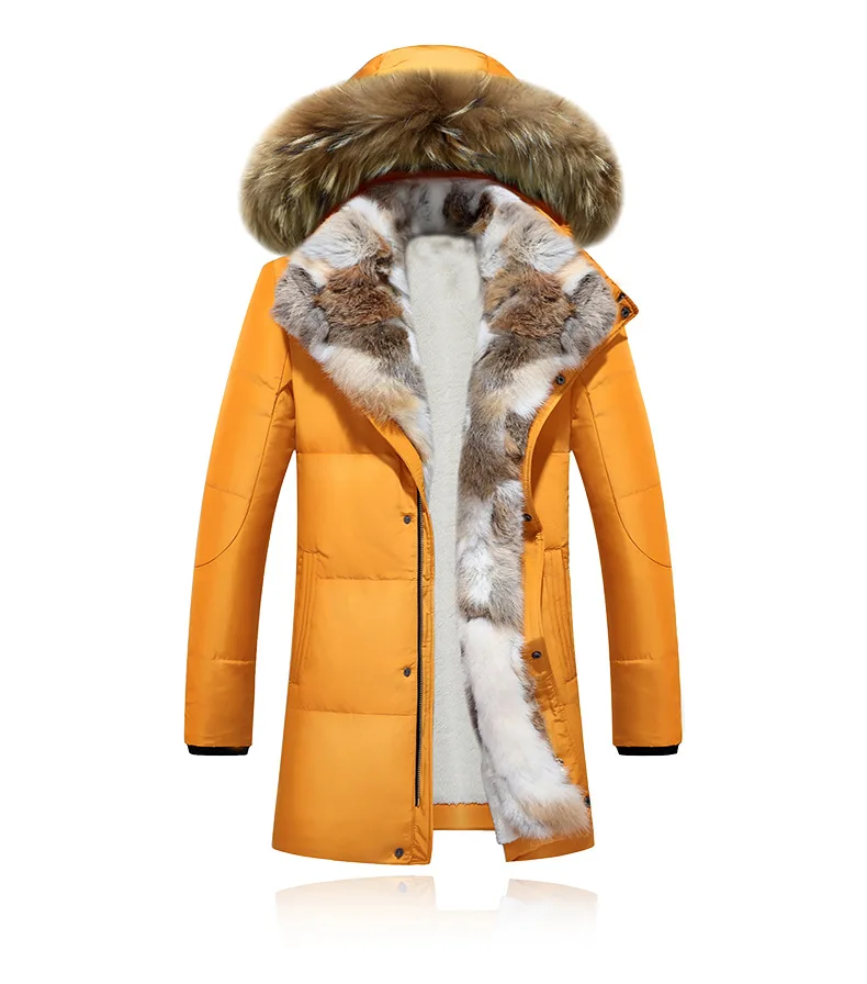 Мужской теплый пуховик с воротником из меха кролика размеры до 5XL|snow men jacket|winter