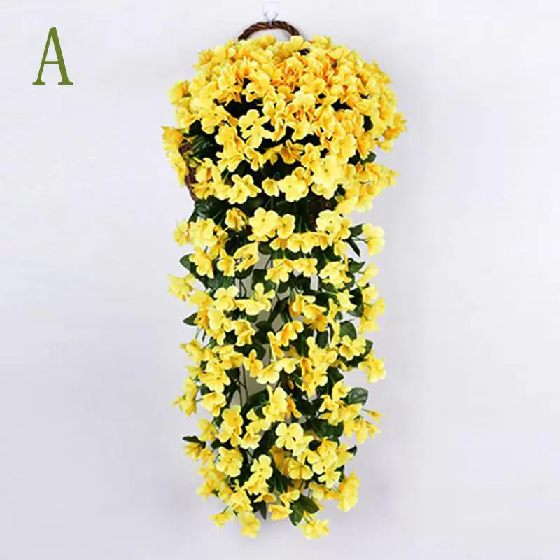A DIY красочные искусственные шелковые фиолетовые плюща Висячие Цветы для гирлянды настенные Висячие растения Свадебные вечерние украшения для дома и сада - Цвет: A