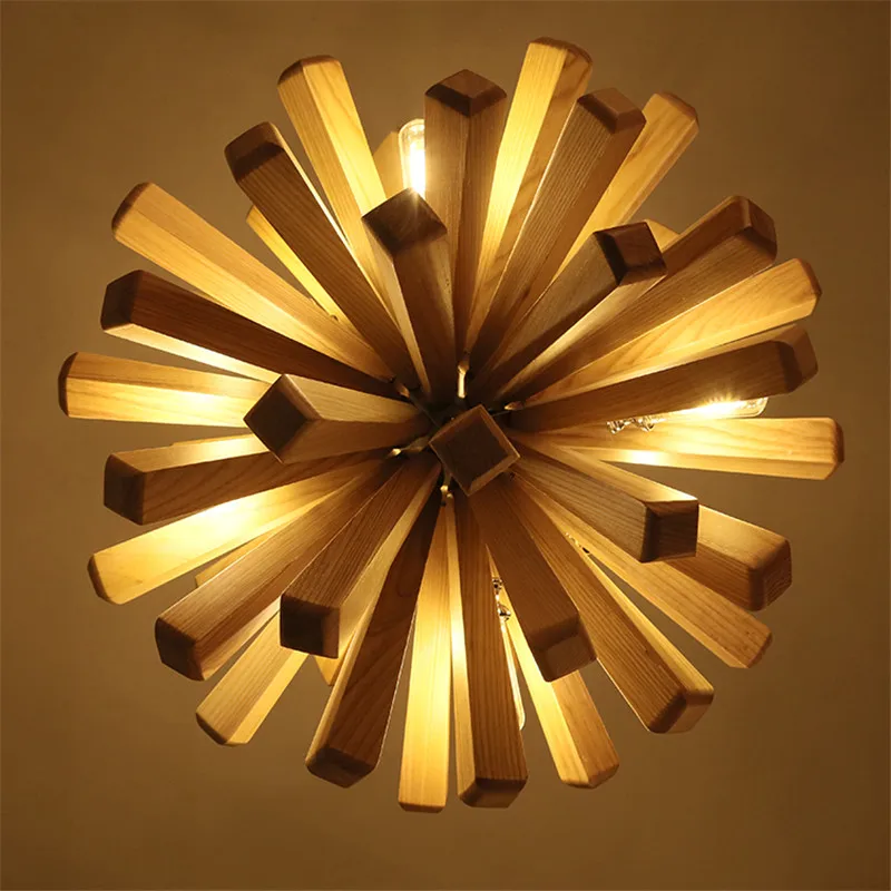 Северная Европа Деревянный светильник винтажный ресторан кафе твердой