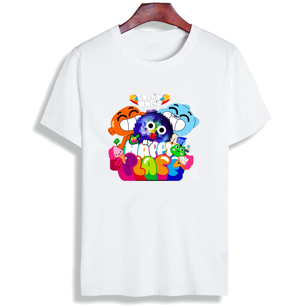Мода Kawaii TShirt Gumball удивительный мир мультфильм печатных хлопок футболки Повседневная футболка с круглым вырезом унисекс - Цвет: 9