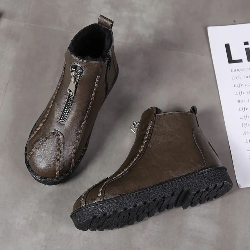 2018 новые женские ботинки осенние и зимние кожаные туфли на мягкой плоской