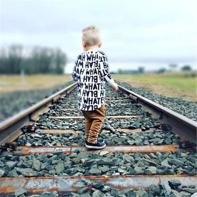 Newborn Infant Baby Boy Clothes 2Pcs Tracksuit Long Sleeve Letter T-shirt Tops Striped Yellow Pants Outfits Set Summer 1-6T | Детская