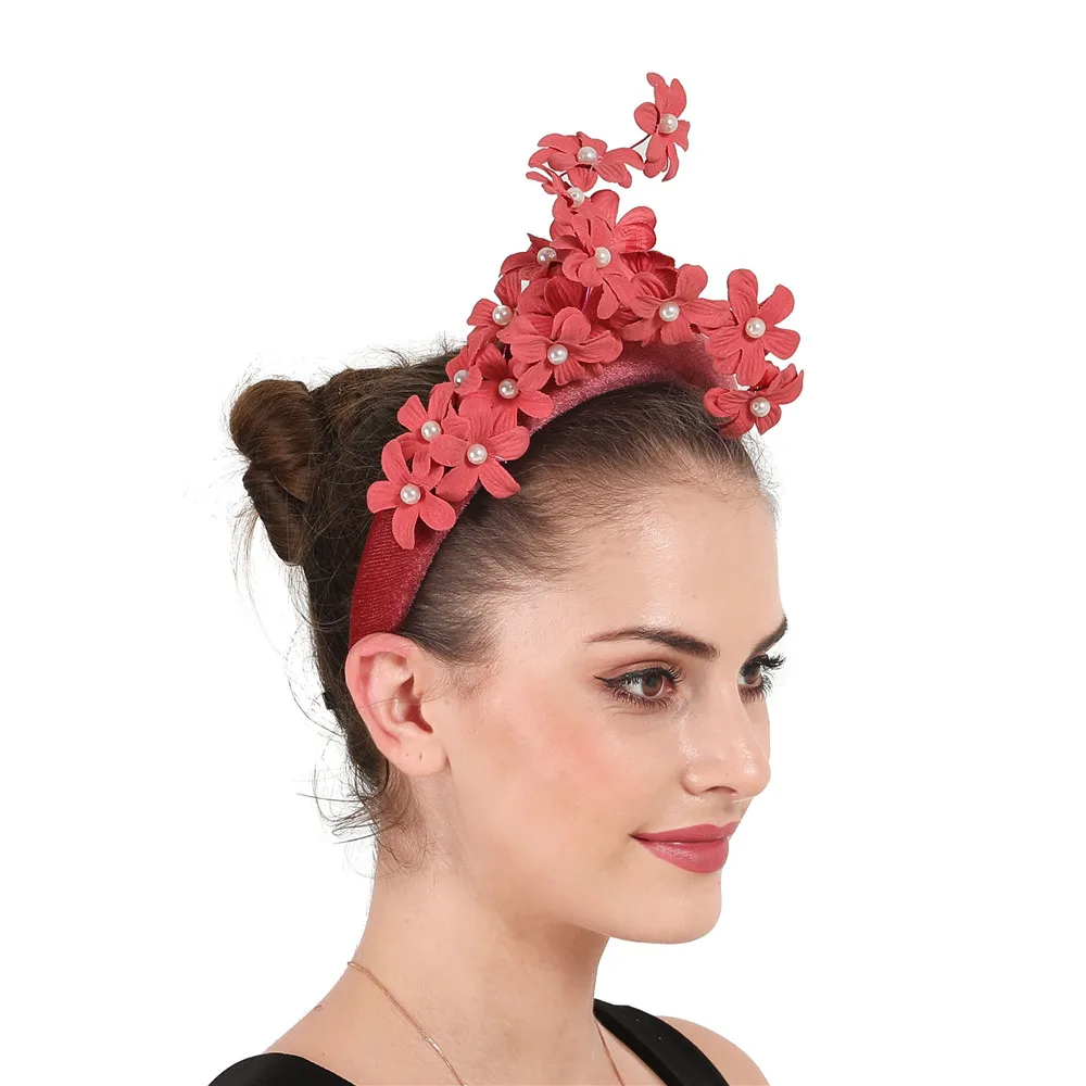 

Vintage Rosewood Thick Velvet Headbands Fashion Round Simulation Pearl Accessories Hair Band Headwear Plastic Hairbands Ladies