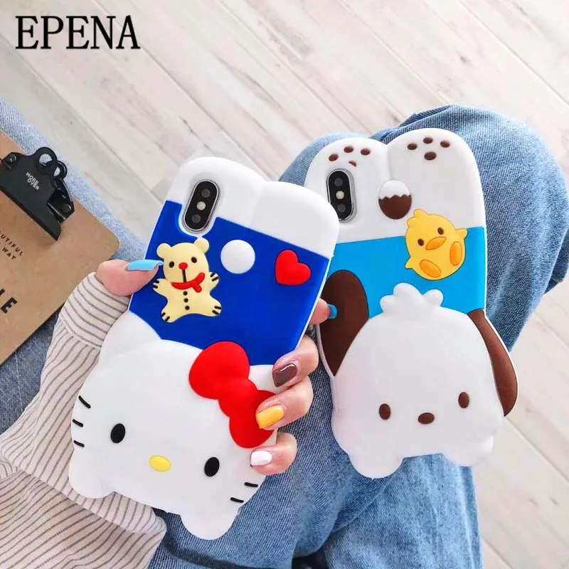 Чехол для телефона EPENA для iphone 11 pro XR XS Max 7 8 plus 6 6S Plus, супер милый 3D мультяшный мягкий чехол для iphone X