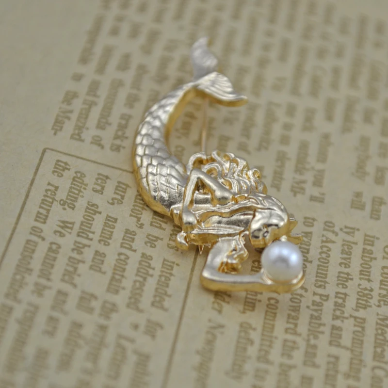 Горячие Броши с искусственным жемчугом шпильки золотистого цвета морской