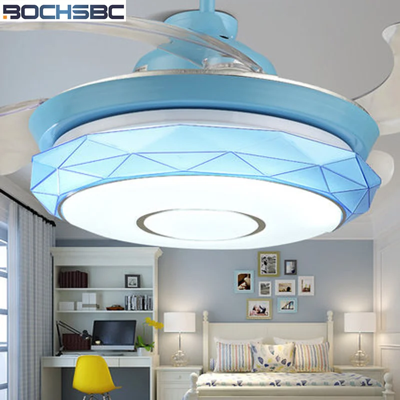 

BOCHSBC Invisible Plastic-art Ceiling Fan Lights With LED For Living Room Dining Room Bedroom Children's Ceiling Fan Lights