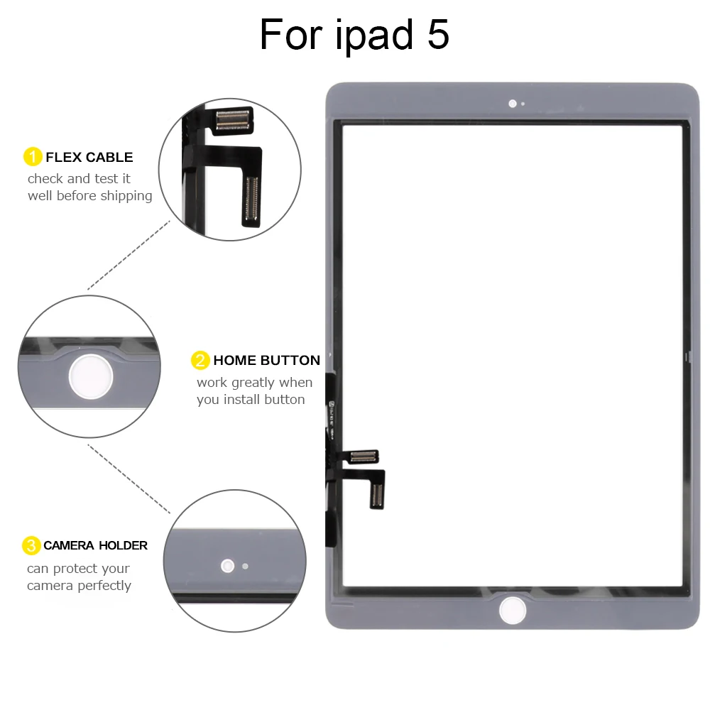 AAA Original For iPad 2 3 4 5 Air White Black Digitizer Touch Screen Front Display Glass Assembly without Home Button Flex | Компьютеры и