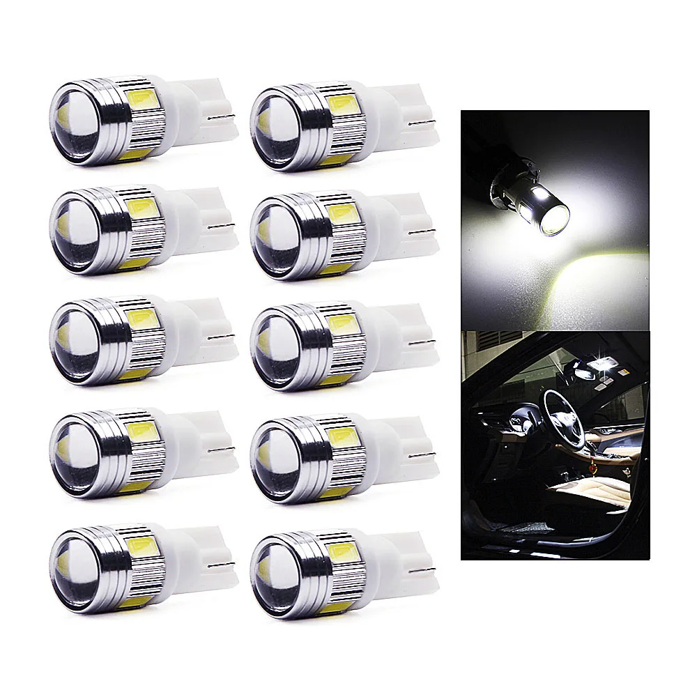 10 шт. T10 Led W5W 168 194 SMD 5630 T10 w5w клиновидный светильник s боковая лампа для авто светодиодный Автомобильный задний светильник боковая парковочная купольная дверь карта светильник s
