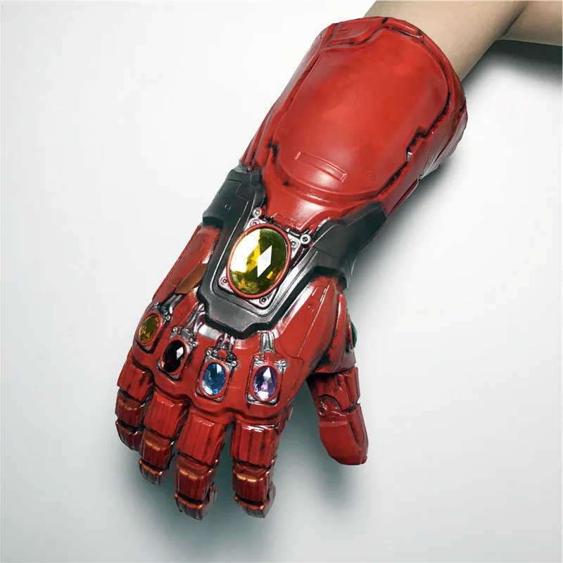 1:1 Endgame Железный человек Тони Старк светодиодный светильник Thanos Gauntlet камень косплей перчатки Гибкие пальцы латекс