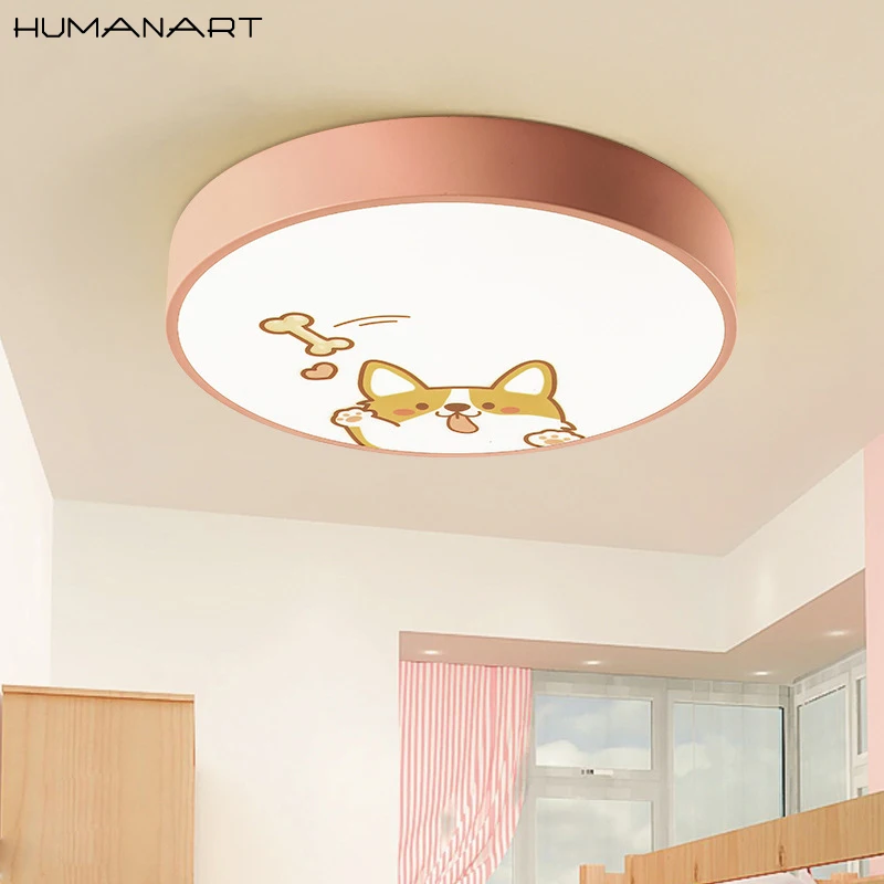 Железный акриловый круглый светодиодный потолочный светильник с мультяшным