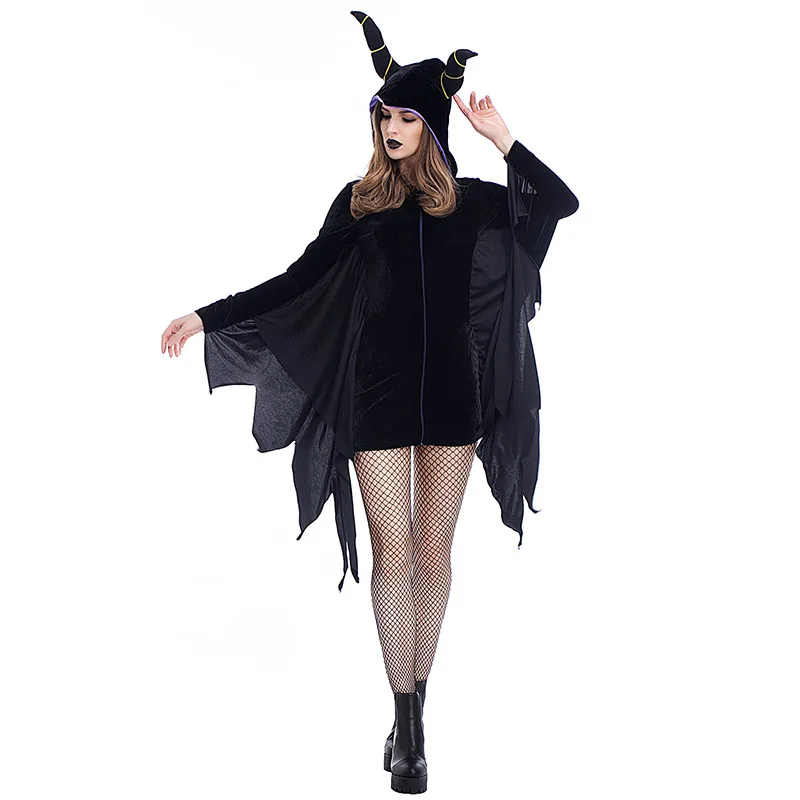 Женский роскошный черный костюм Maleficent на крестины зловещее платье ведьмы
