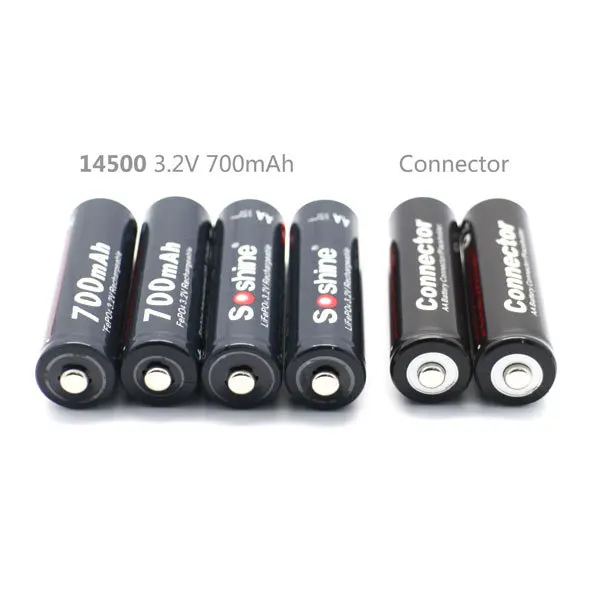 4 шт. упак. аккумулятор Soshine 700 мА · ч 14500 3 2 в LiFePO4 AA аккумуляторная батарея с