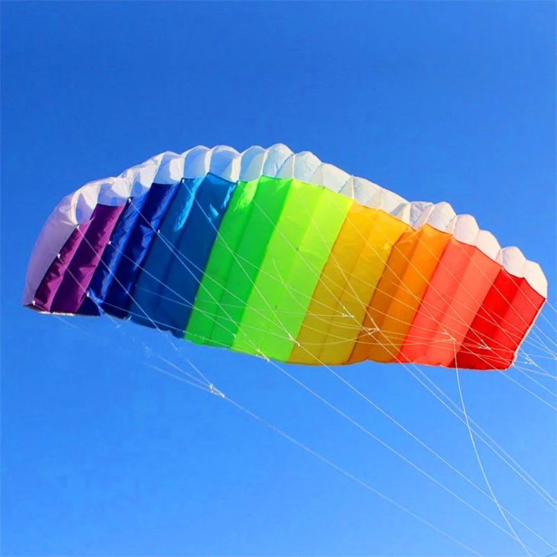 

free shipping 2.7m dual line parafoil kite flying tools rainbow power kiteboard outdoor toys sports beach stunt parachute hot